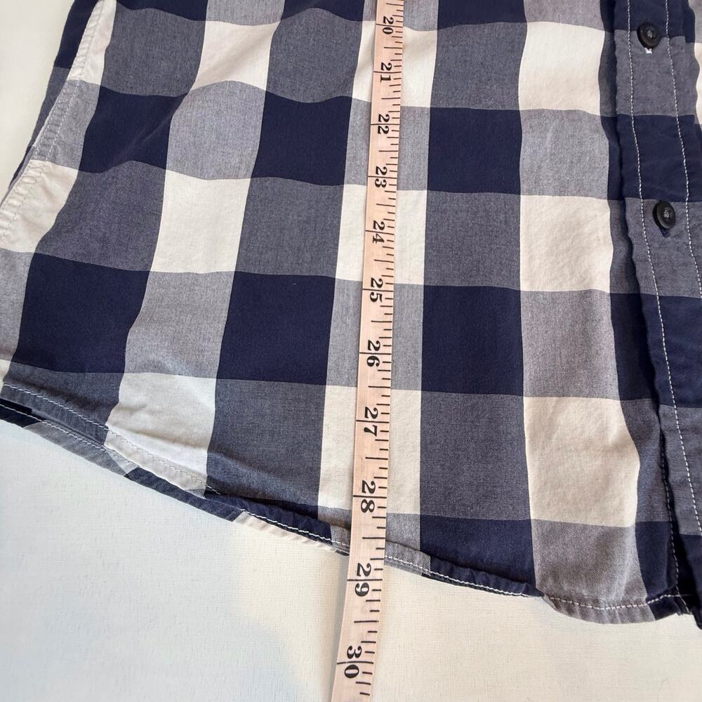 Men's American Eagle Vintage Fit Blue White Buffalo Plaid Shirt Long Sleeve - Picture 13 of 16